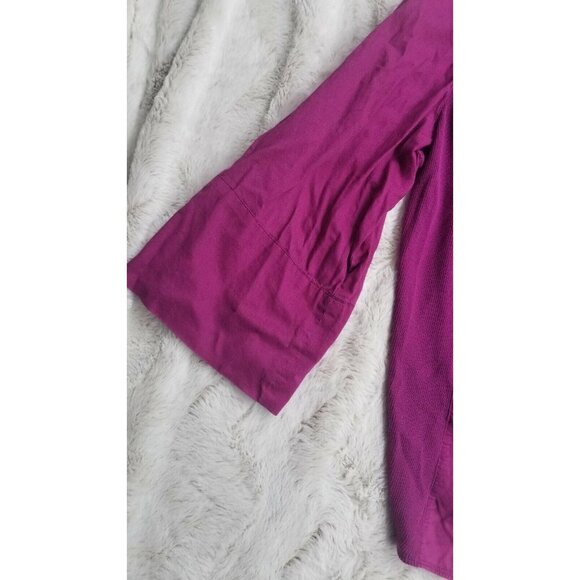 ✨️CL Ann Taylor Purple Lightweight Button Collar Ribbed Sides Blouse Size 14 - Picture 4 of 9